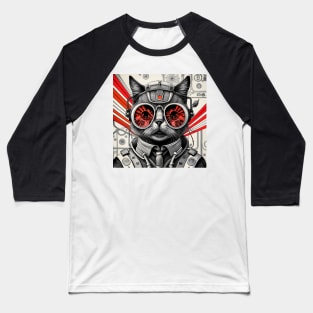 Cool Cyborg Cat Baseball T-Shirt